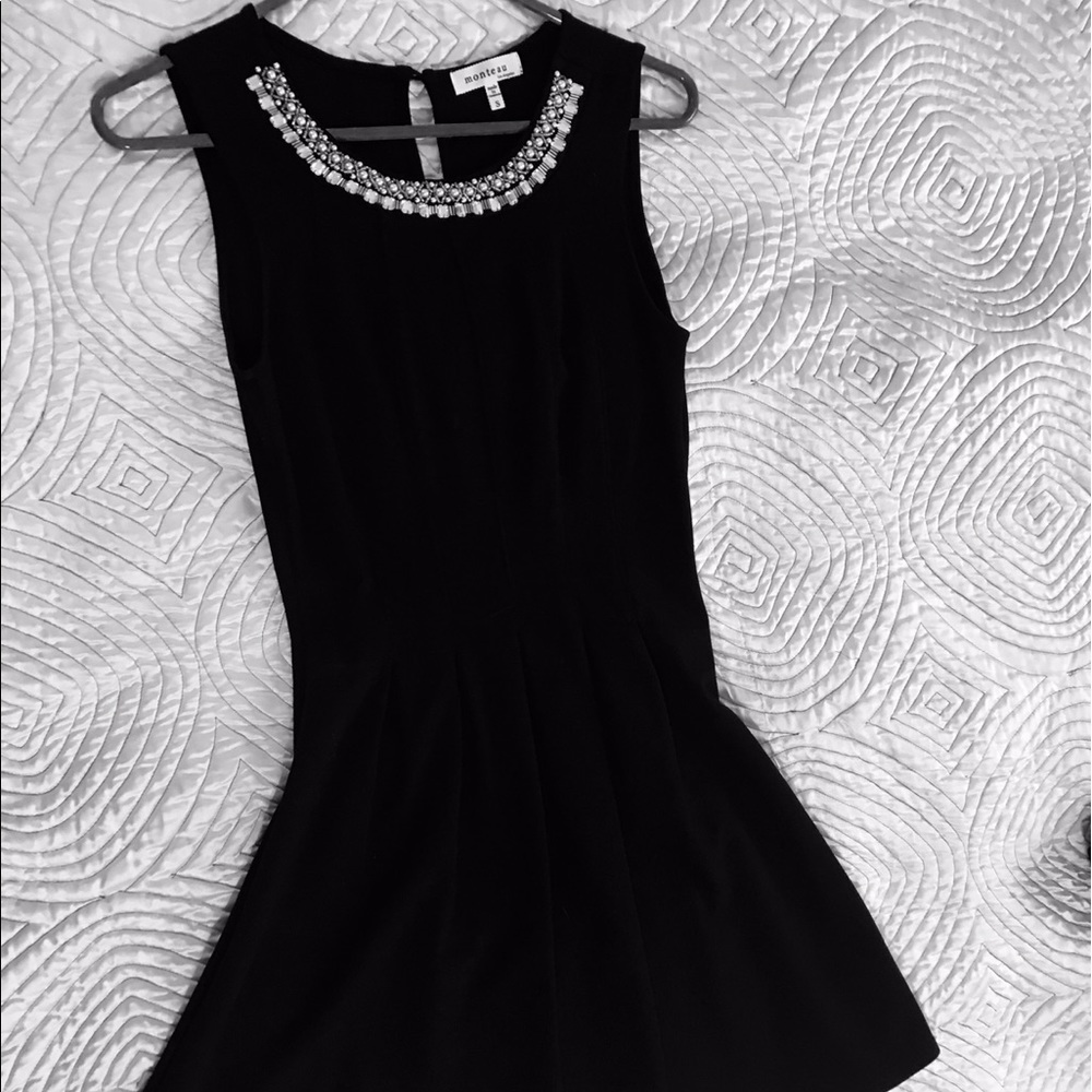 Heritage LBD Monteau dress cocktail tank top jeweled neckline NEW